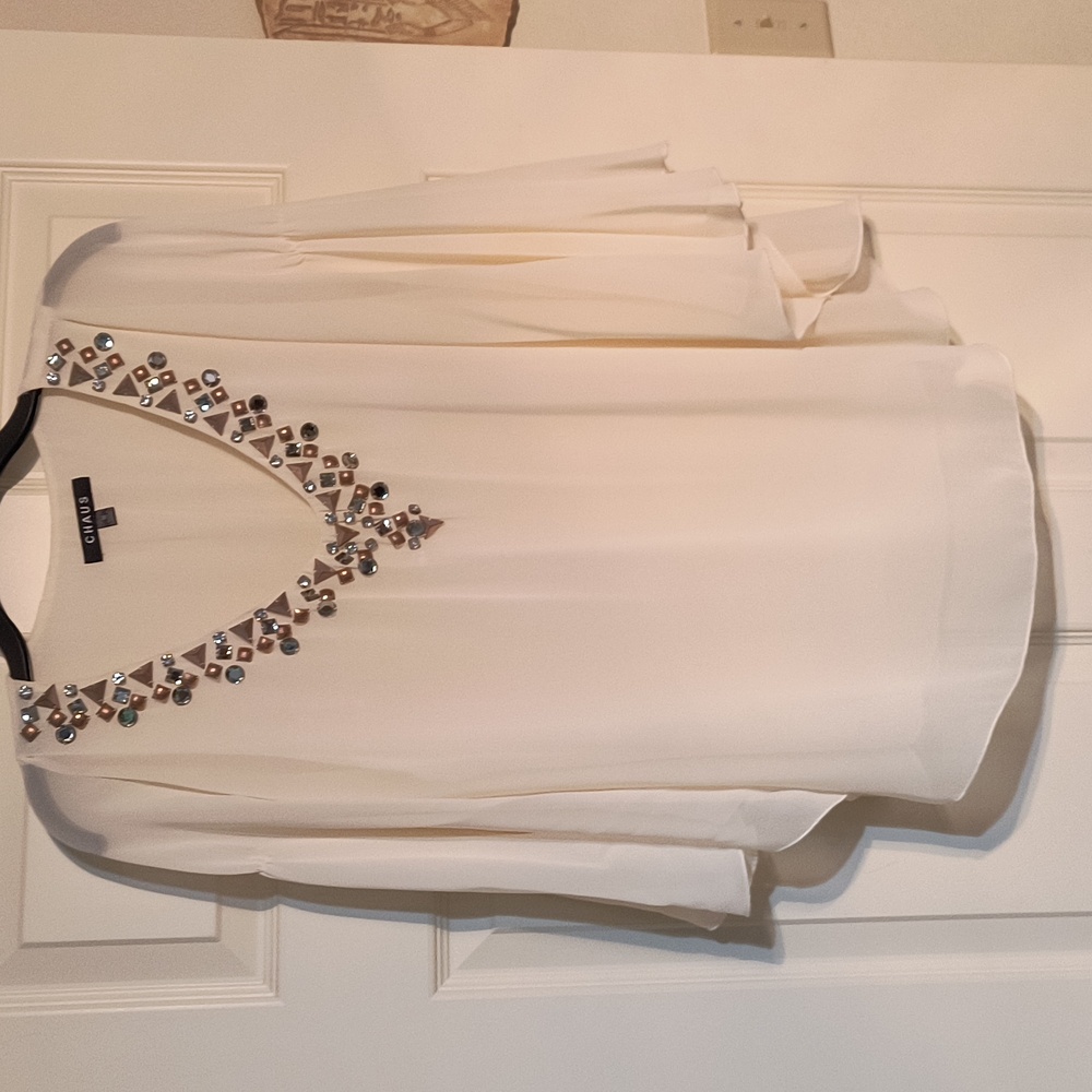 Beaded cream blouse
